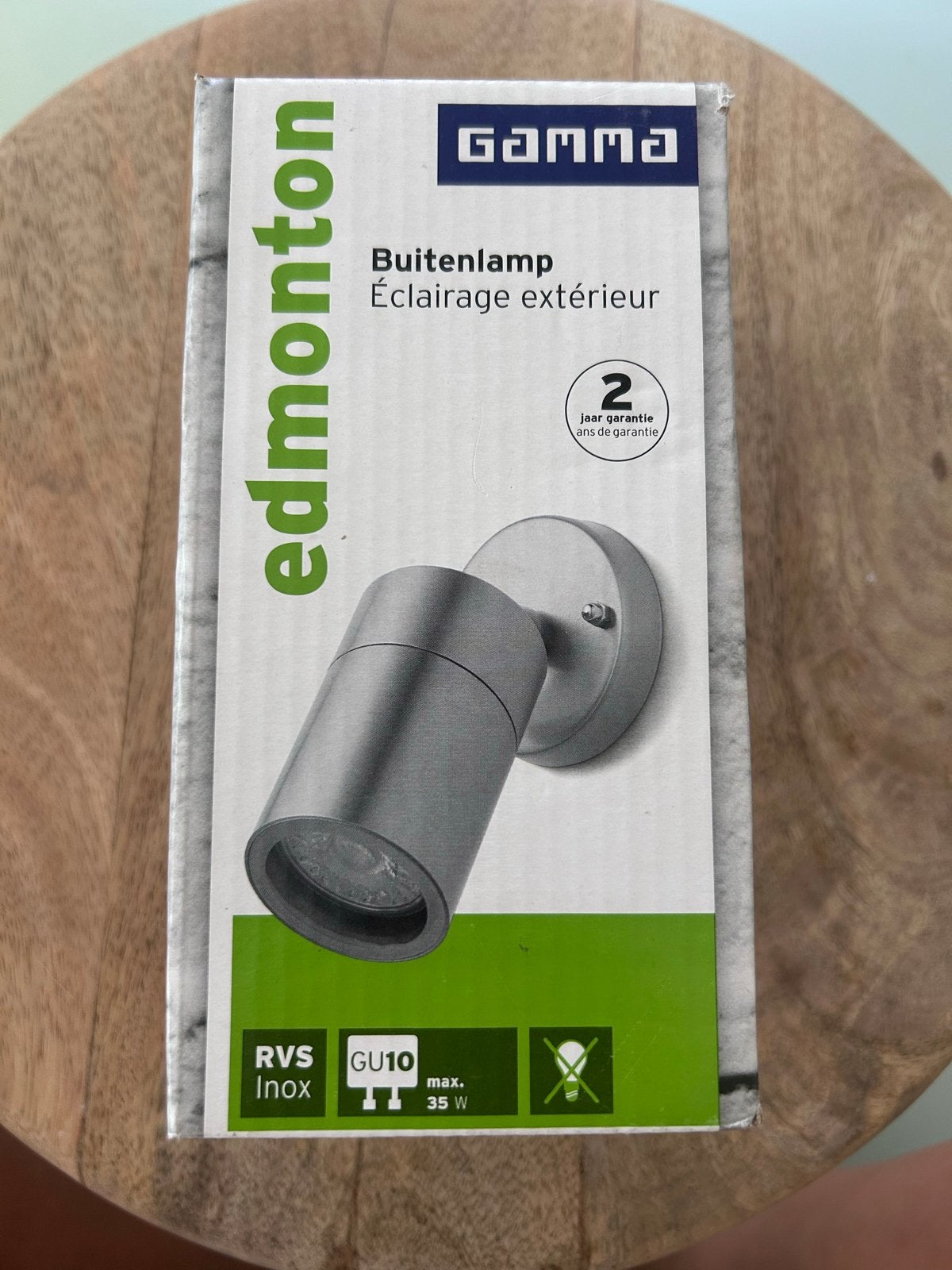 Gamma Edmonton Buitenlamp RVS GU10 Max 35W, Minder dan 50 watt, Wandlamp, Nieuw, Ophalen of Verzenden