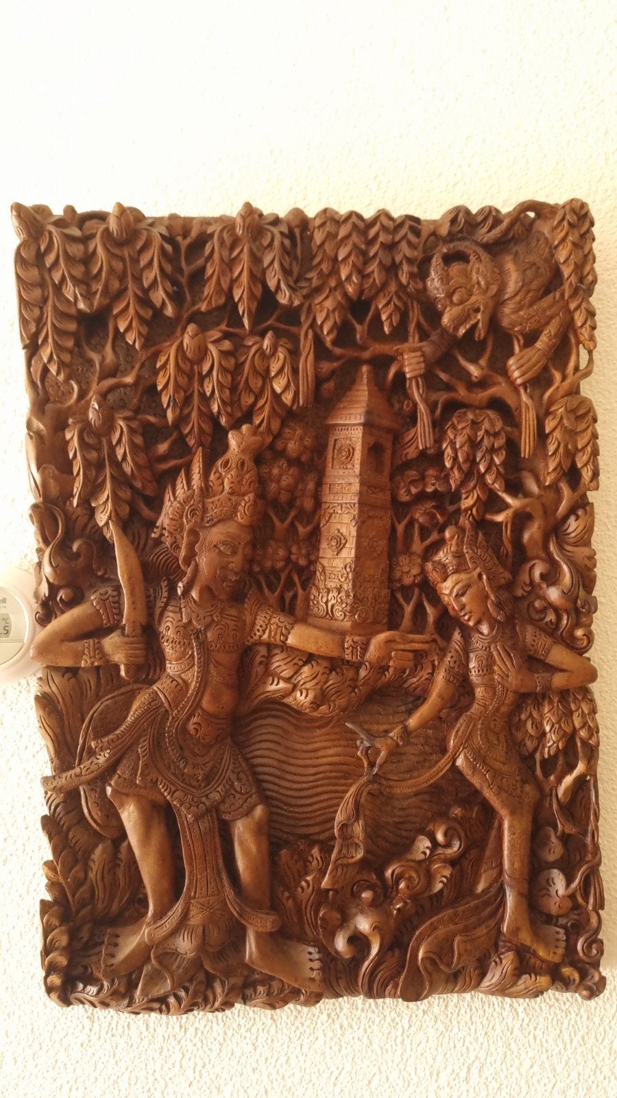 Houtsnijwerk paneel. Bali Indonesië, Antiek en Kunst, Kunst | Beelden en Houtsnijwerken, Ophalen of Verzenden