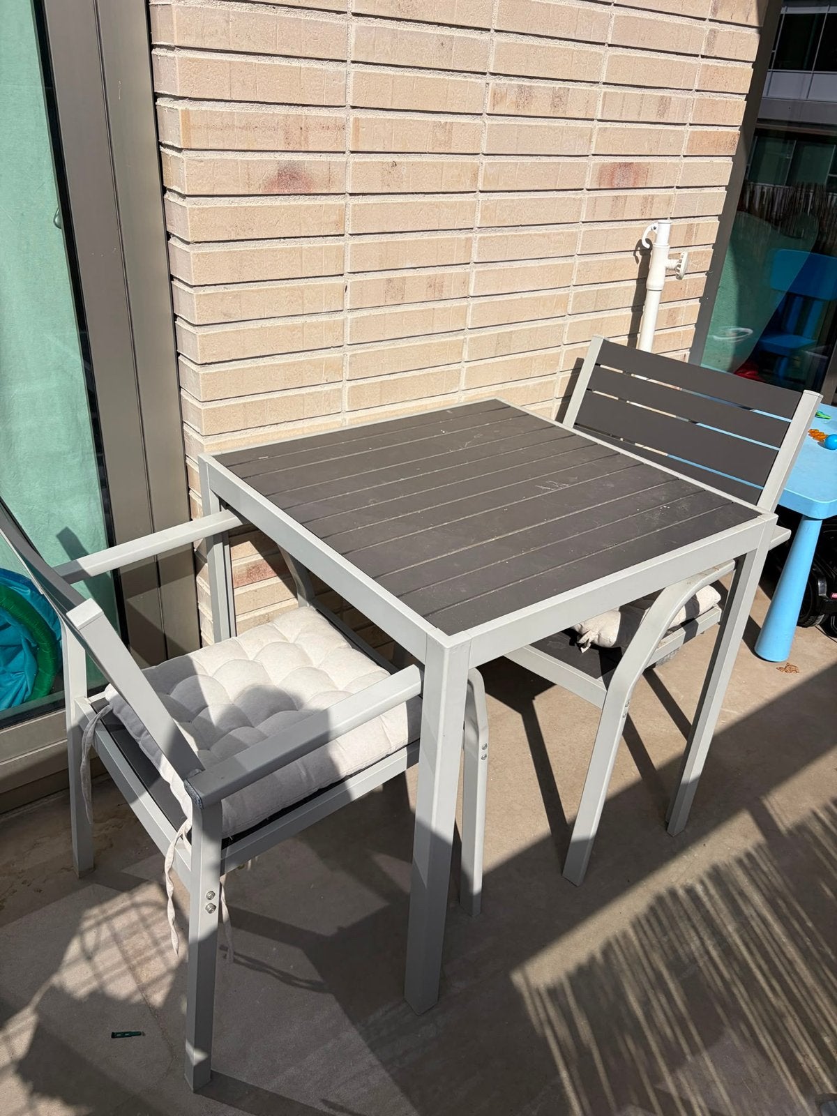 Ikea Sjalland Balkonset met 2 stoelen en tafel, Ophalen, Gebruikt, Vierkant, Metaal
