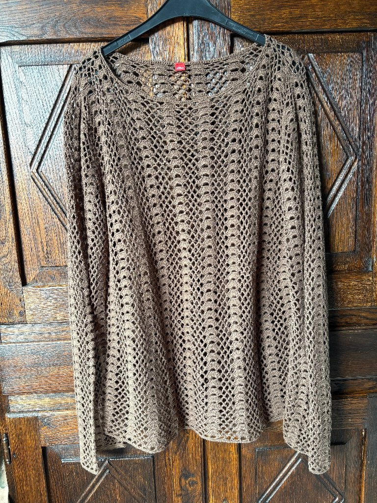 Bruine gehaakte zomertrui, trui; s Oliver; oto 58 cm, Ophalen of Verzenden, Zo goed als nieuw, Bruin, Trui of Vest