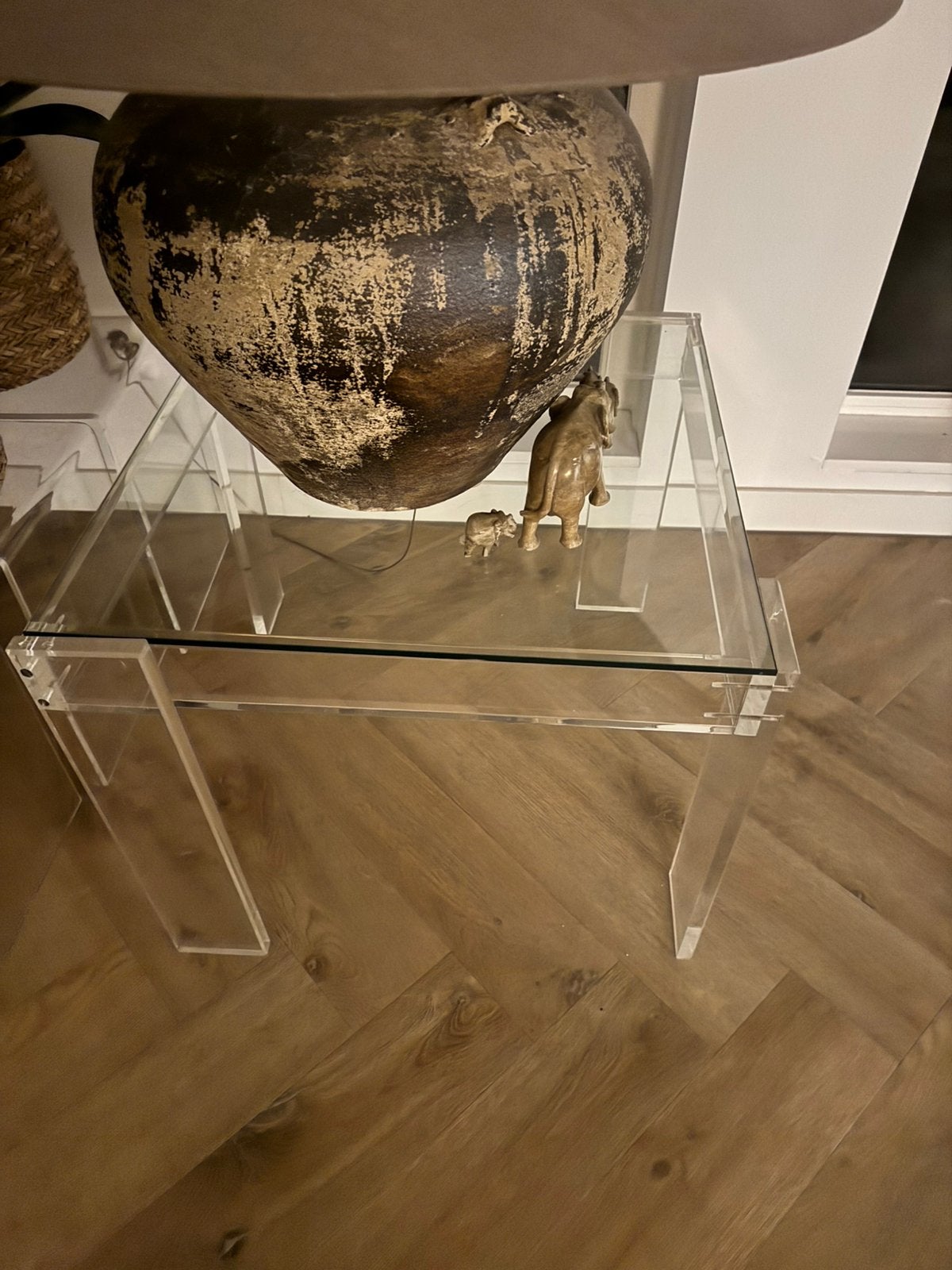 Bijzettafel regency teansparant glasplaat polycarbonaat, Ophalen, Overige materialen, Minder dan 55 cm, Vierkant
