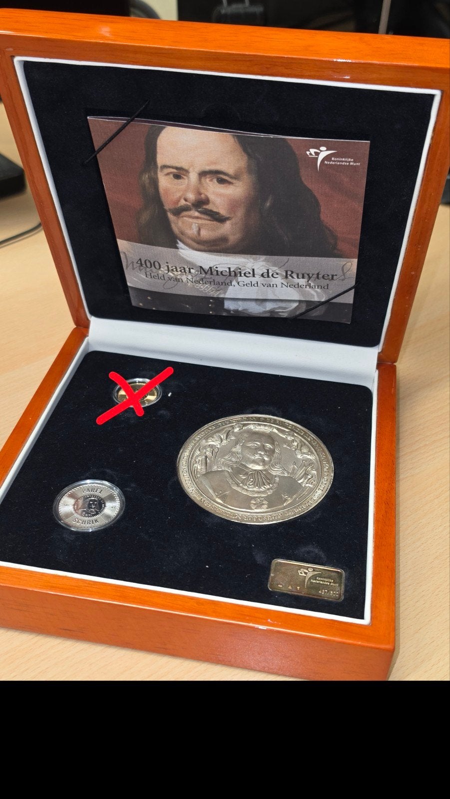 5 ounce munt , puur zilver, 400 jaar Michiel De Ruyter, Setje, Koningin Beatrix, Zilver, Euro's