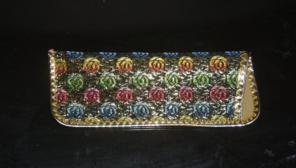 Mooie brillenetui met bloemen goudkleurige rand brillenkoker, Verzenden, Zo goed als nieuw, Overige kleuren, Overige merken