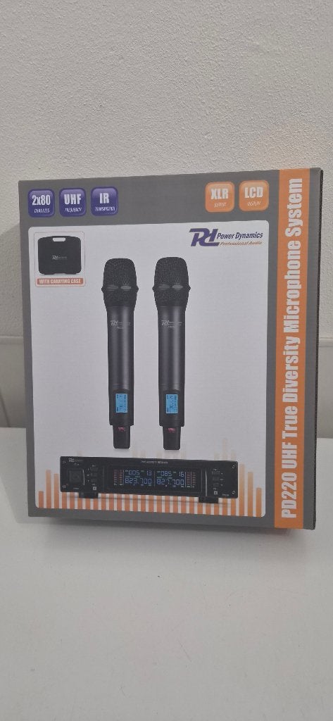 T.K POWER DYNAMICS PD220 UHF TREU DIVERSITY MICROPHONES, Ophalen, Zo goed als nieuw, Zangmicrofoon, Draadloos