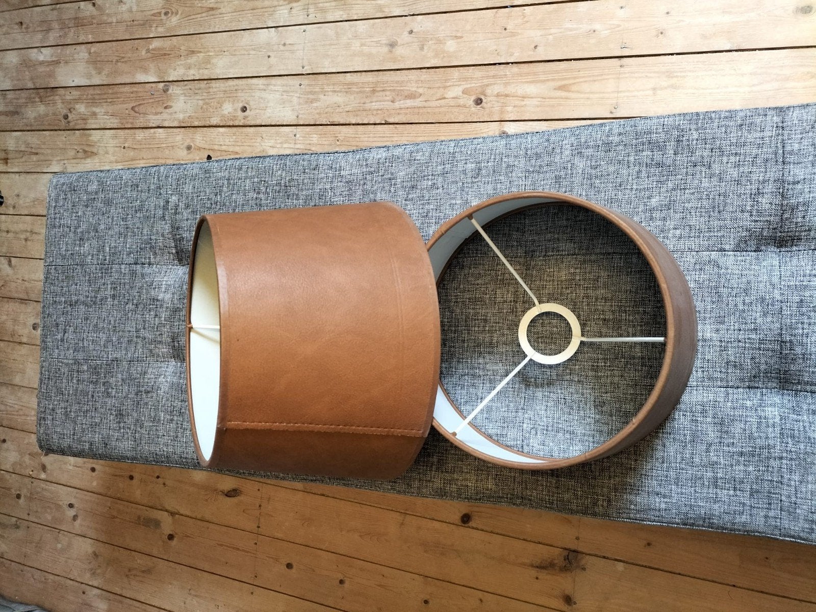 2 cognac keurige lampenkappen 15x25 cm, Ophalen, Bruin, Overige typen, Rond