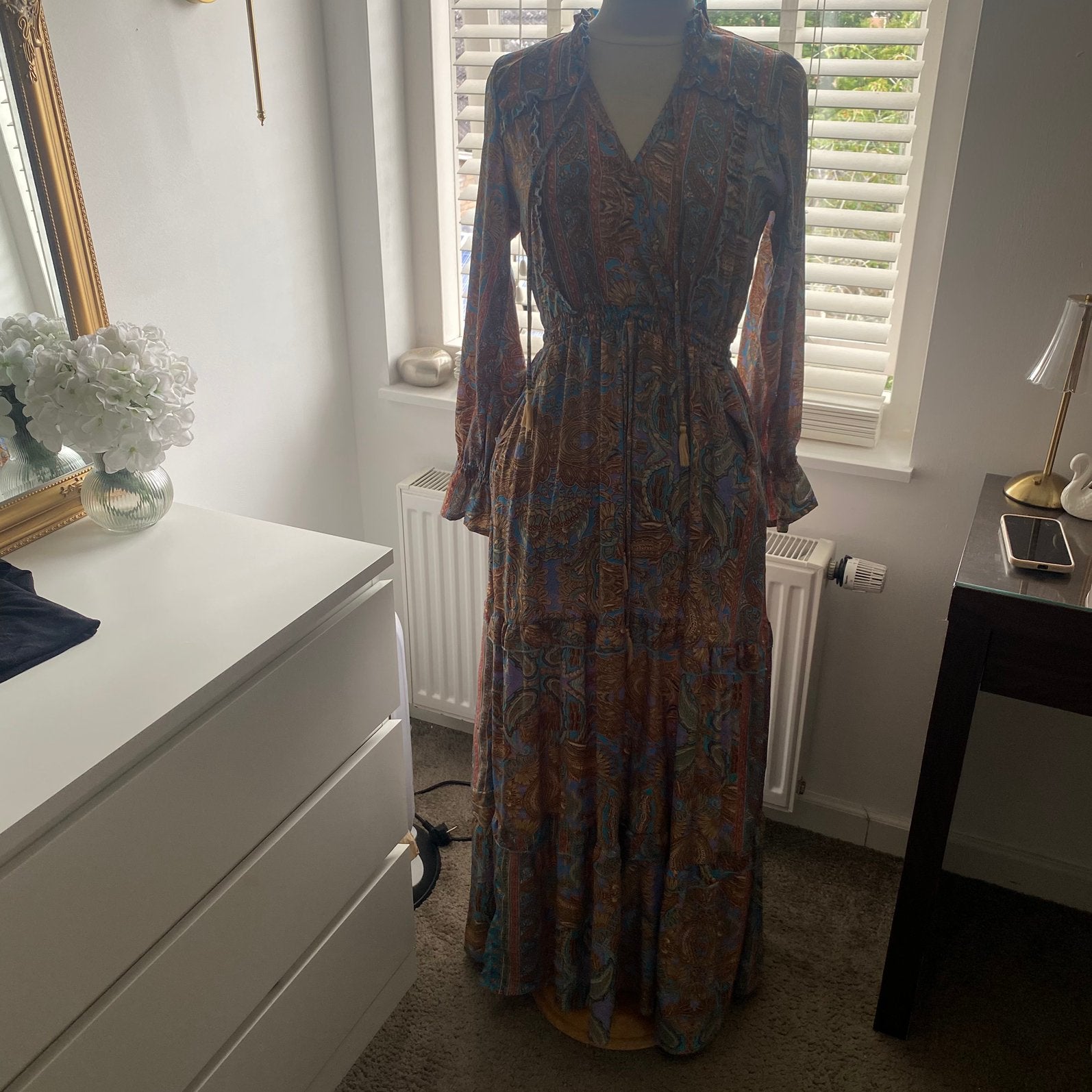Maxi Jurk met Paisley Print en Ruches van Parole Queen, Maat 38/40 (M), Overige kleuren, Ophalen of Verzenden, Zo goed als nieuw