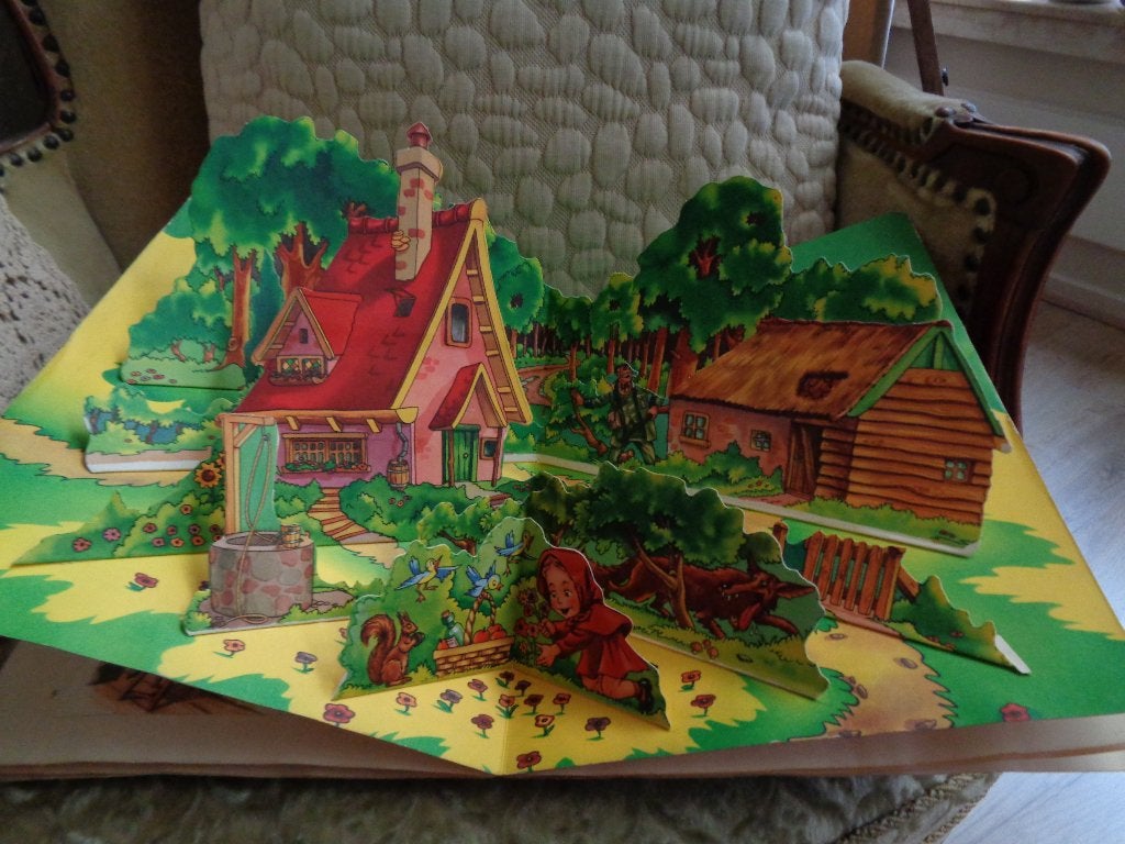Prachtig Antiek Pop-up Sprookjesboek Roodkapje ** Mimosa **, Boeken, Ophalen of Verzenden, Gelezen