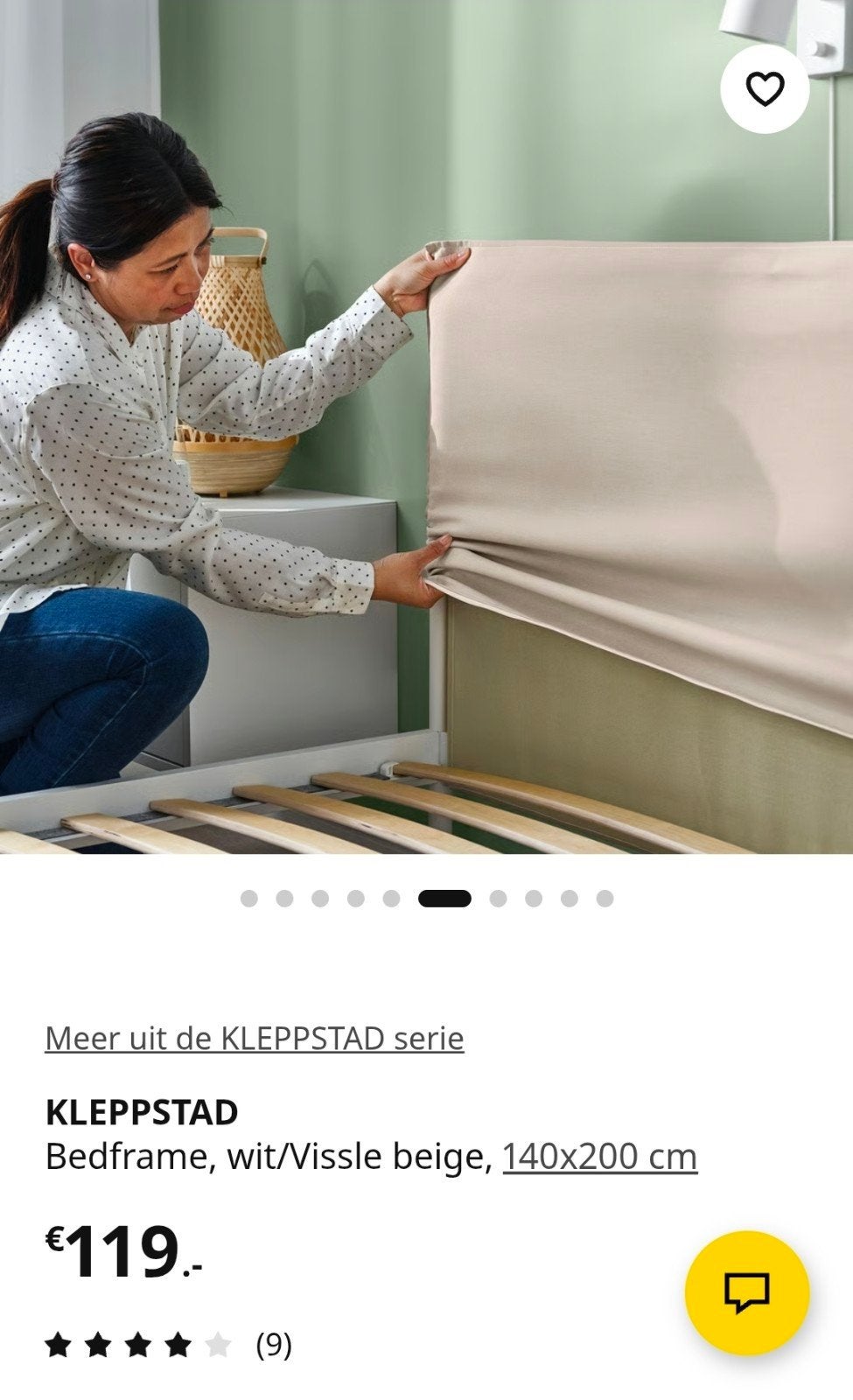 KLEPPSTAD Bedframe met matras wit/beige 140x200 cm, Gebruikt, Wit, Tweepersoons, 200 cm