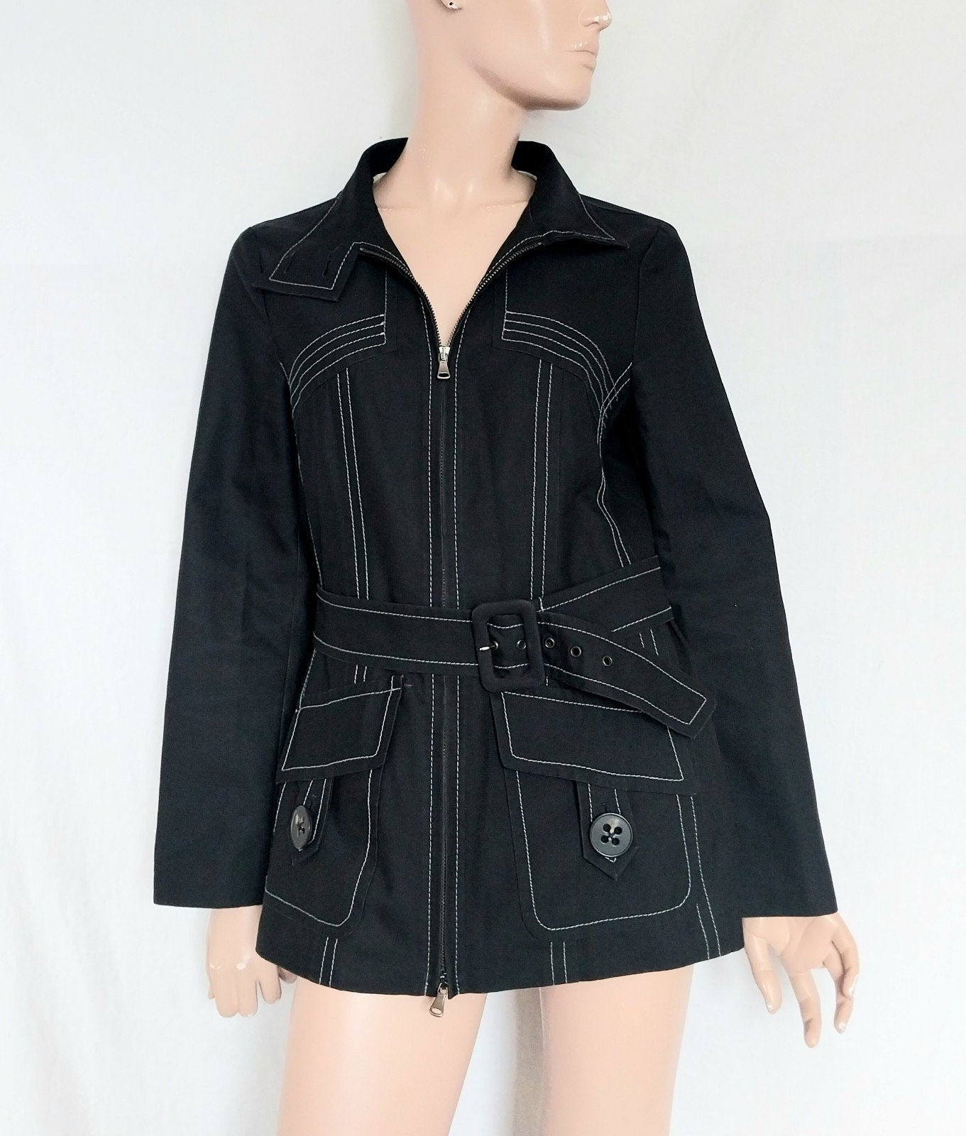 PENNY BLACK Trenchcoat,  Maat 40 - 42 , KATOEN, Ophalen of Verzenden, Zo goed als nieuw, Maat 38/40 (M), Zwart