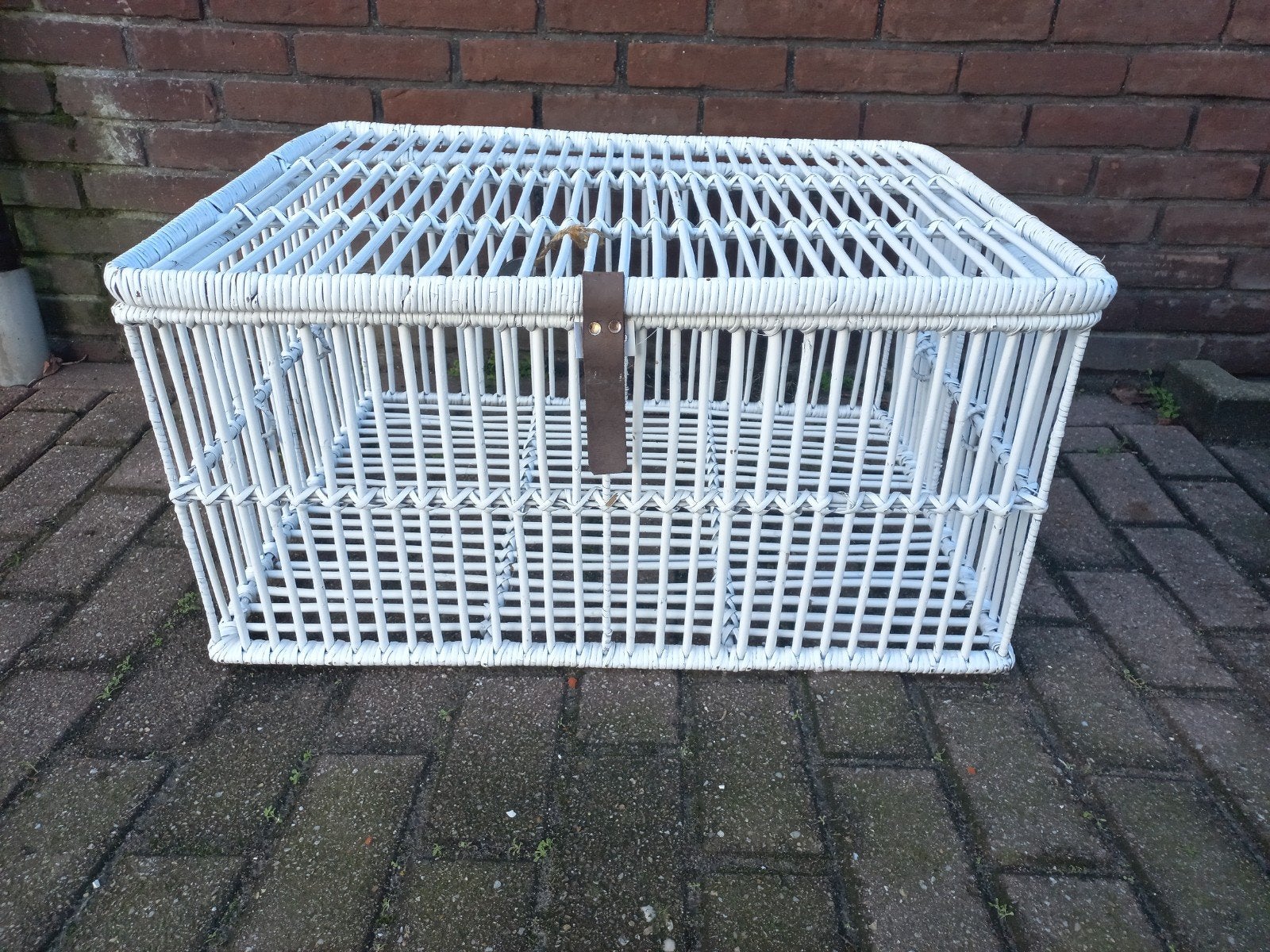 Rieten (kippen)mand, Ophalen, Nieuw, Wit, Natuurlijk materiaal