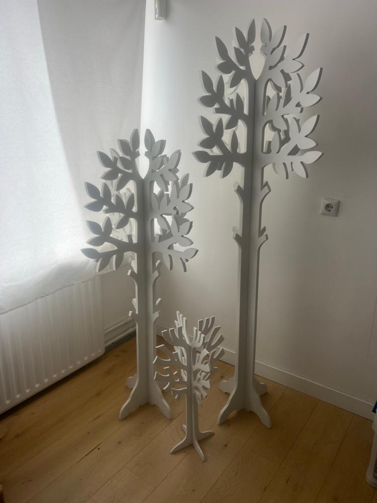 Inklapbare Houten Decoratie Bomen Set - Etalage/Thuis, Ophalen, Gebruikt, Wit, Hout