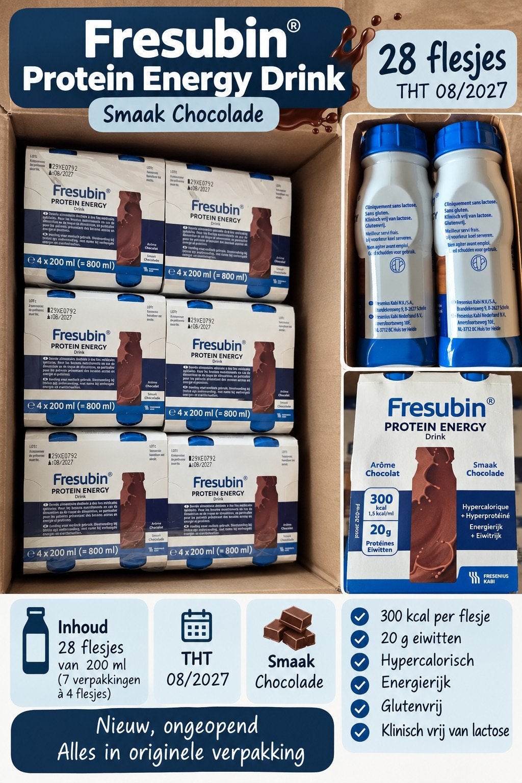 Te koop: 28 flesjes Fresubin Protein Energy Drink in de smaa, Diversen, Ophalen of Verzenden
