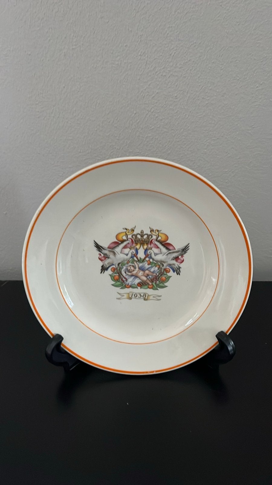 Vintage Mosa Maastricht Geboortebord 1938 prinses Beatrix, Ophalen of Verzenden