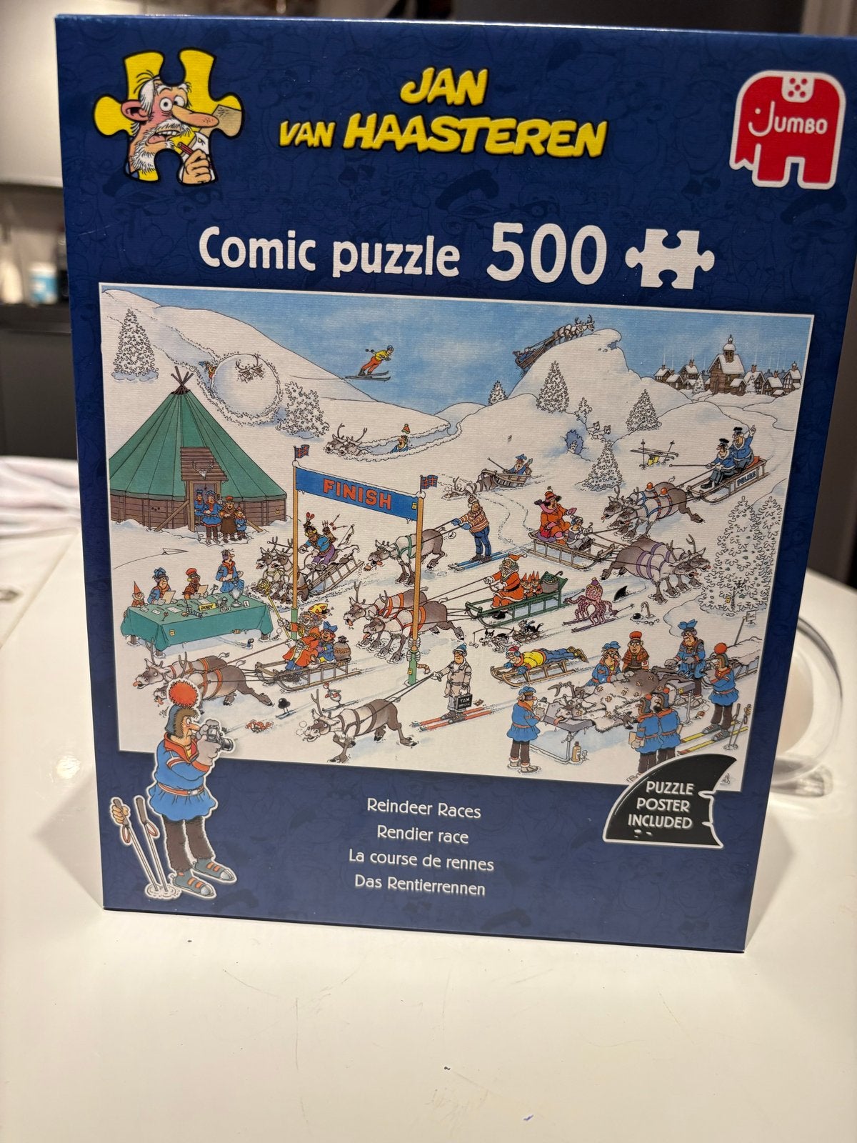 Jan van Haasteren Comic puzzle 500 stukjes - Rendier Race, Hobby en Vrije tijd, Ophalen of Verzenden, 500 t/m 1500 stukjes, Zo goed als nieuw
