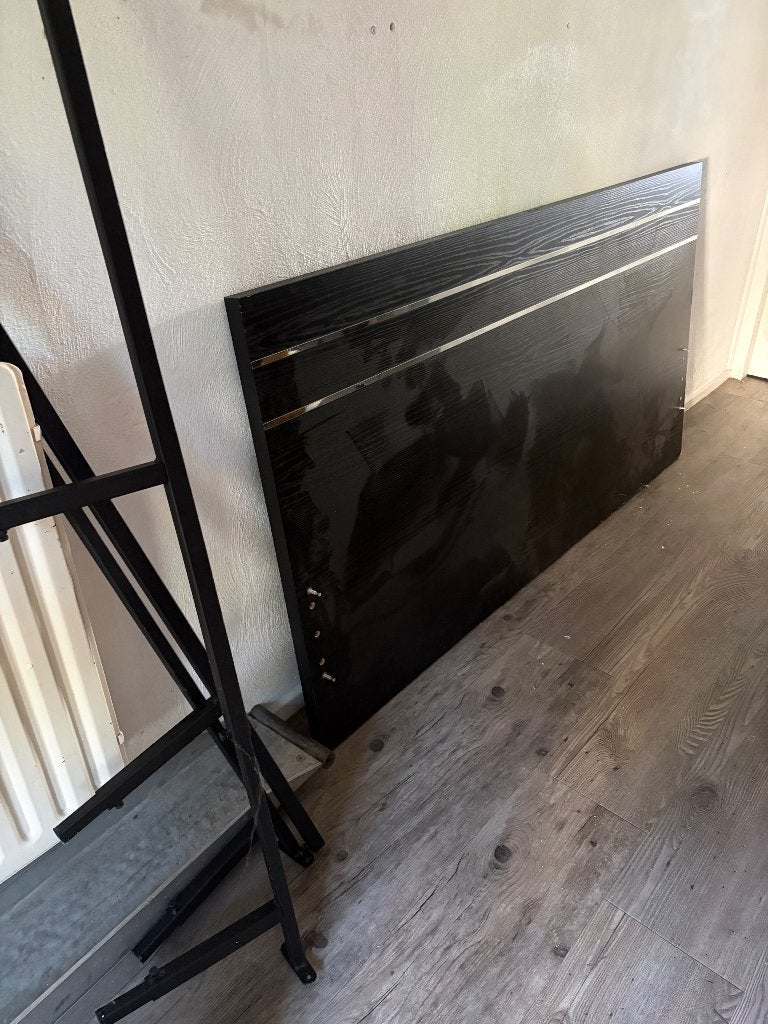 Compleet bed 160x200cm incl laddenbodems 2x90cm, Ophalen, Gebruikt, Zwart, Tweepersoons