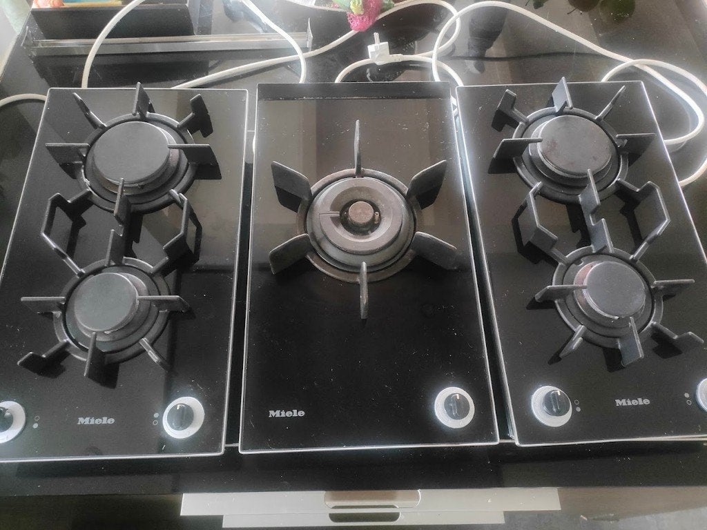 Miele modulaire inbouw kookplaat + wokbrander, Ophalen, Gebruikt, Inbouw, Gas