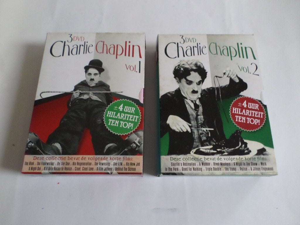 Charlie Chaplin - 2 3DVD Boxen met korte Films 8 uur totaal, Cd's en Dvd's, Engels, Alle leeftijden, Ophalen of Verzenden, Zo goed als nieuw