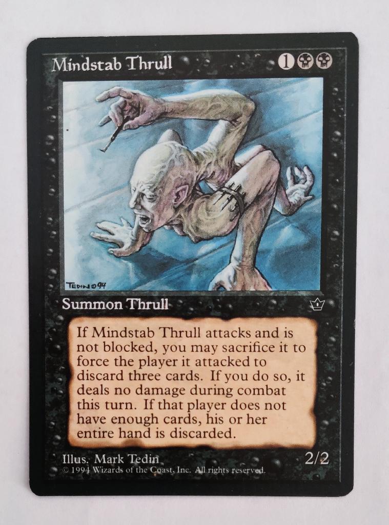 Mindstab Thrull V.3 Fallen Empires MTG Near Mint, Ophalen of Verzenden, Zo goed als nieuw, Losse kaart
