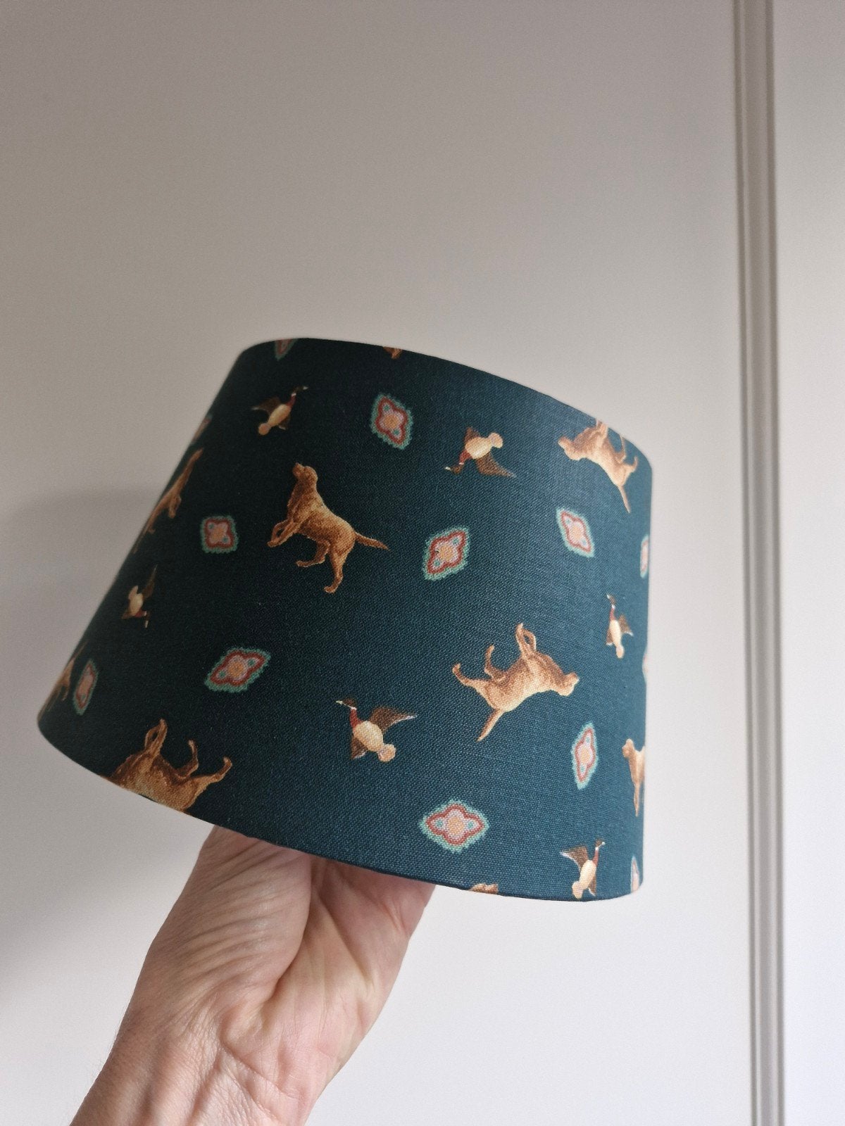 handgemaakt lampenkapje met golden retrievers, Huis en Inrichting, 13 cm, Ophalen of Verzenden, Zo goed als nieuw, 20 cm