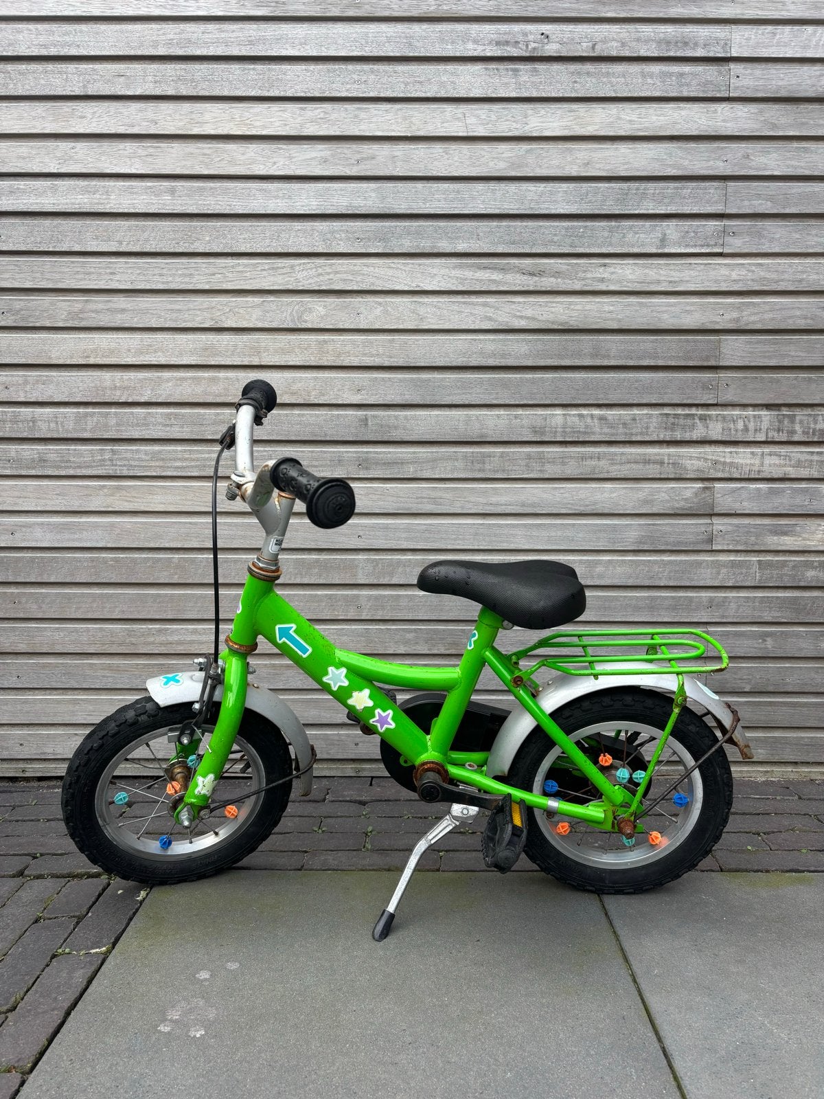 Groene kinderfiets, Ophalen, Gebruikt, Terugtraprem, 16 tot 20 inch