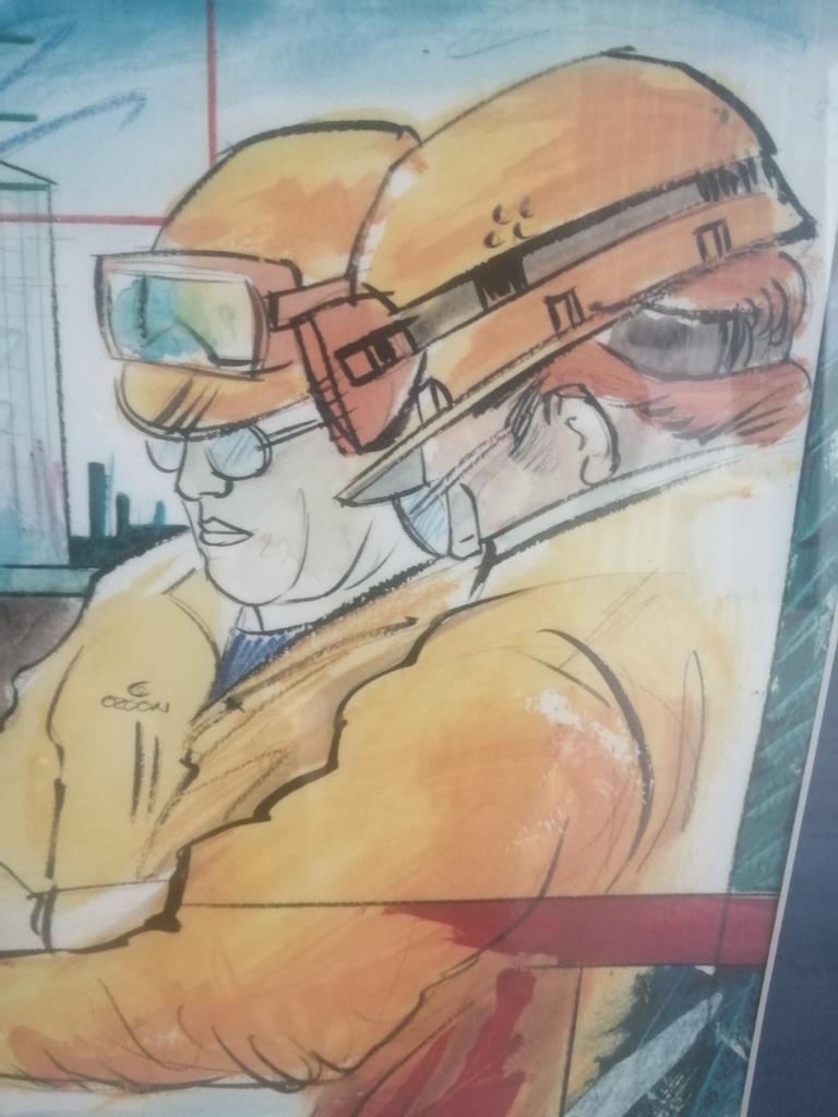 PRACHTIGE GESIGNEERDE ETS UIT DE BOUW JAREN 60 / 83X63 CM, Antiek en Kunst, Kunst | Schilderijen | Abstract, Ophalen of Verzenden