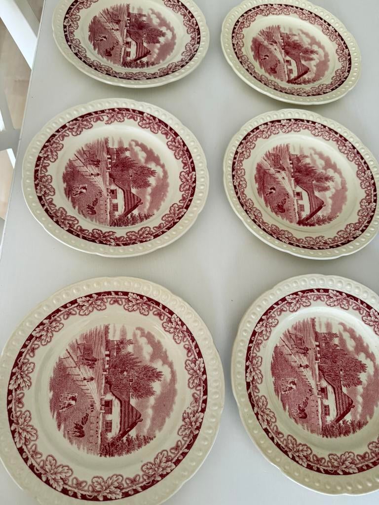 Boerenhoeve rood bordjes, Ophalen of Verzenden