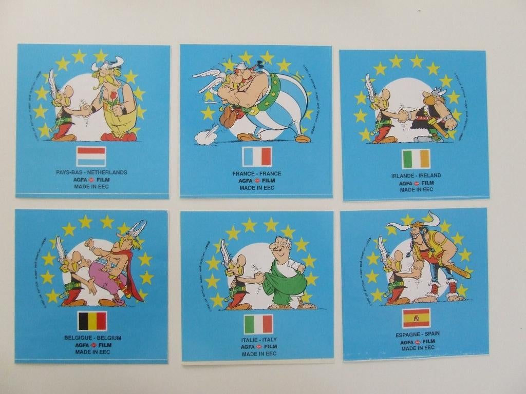 Asterix set van 12 stickers (reclame Agfa), Ophalen of Verzenden, Asterix en Obelix, Zo goed als nieuw, Plaatje, Poster of Sticker