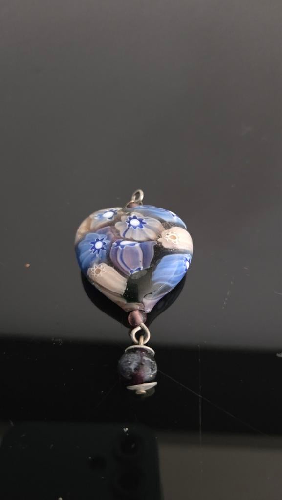 Millefiori Hart Hanger - Blauw & Paars Glas, Ophalen of Verzenden, Zo goed als nieuw, Hart, Glas of Kristal