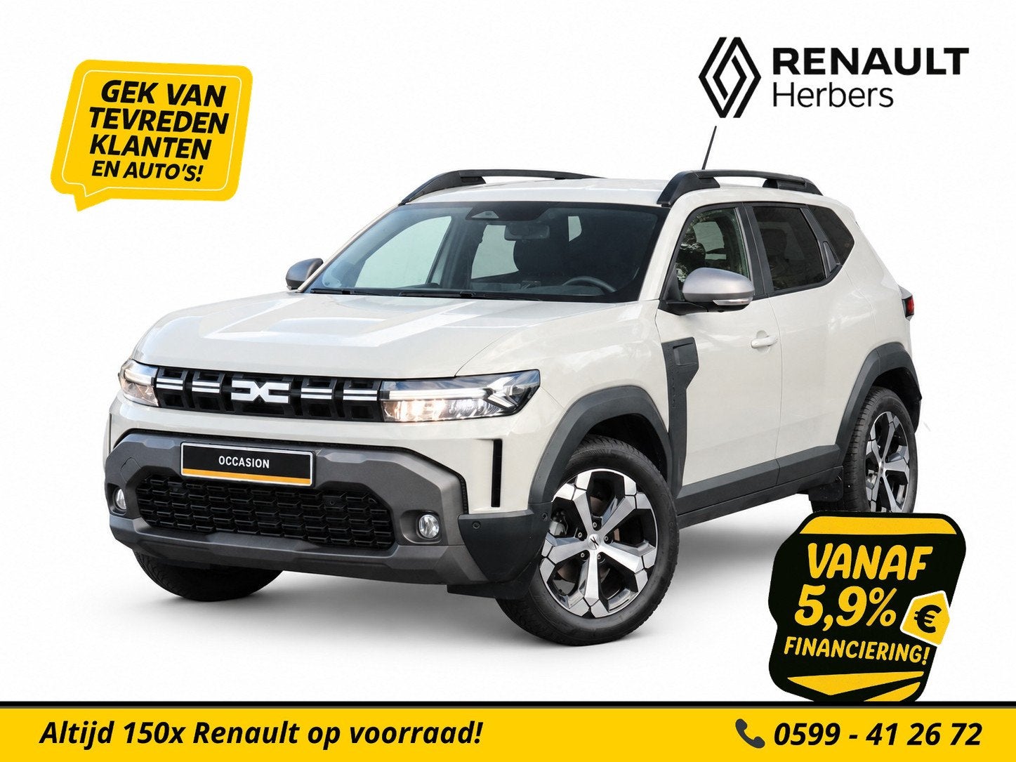 Dacia Duster 1.6 Hybrid 140 Journey AUTOMAAT / NAVI / ALLE O, Dealer onderhouden, Stof, Gebruikt, 4 cilinders