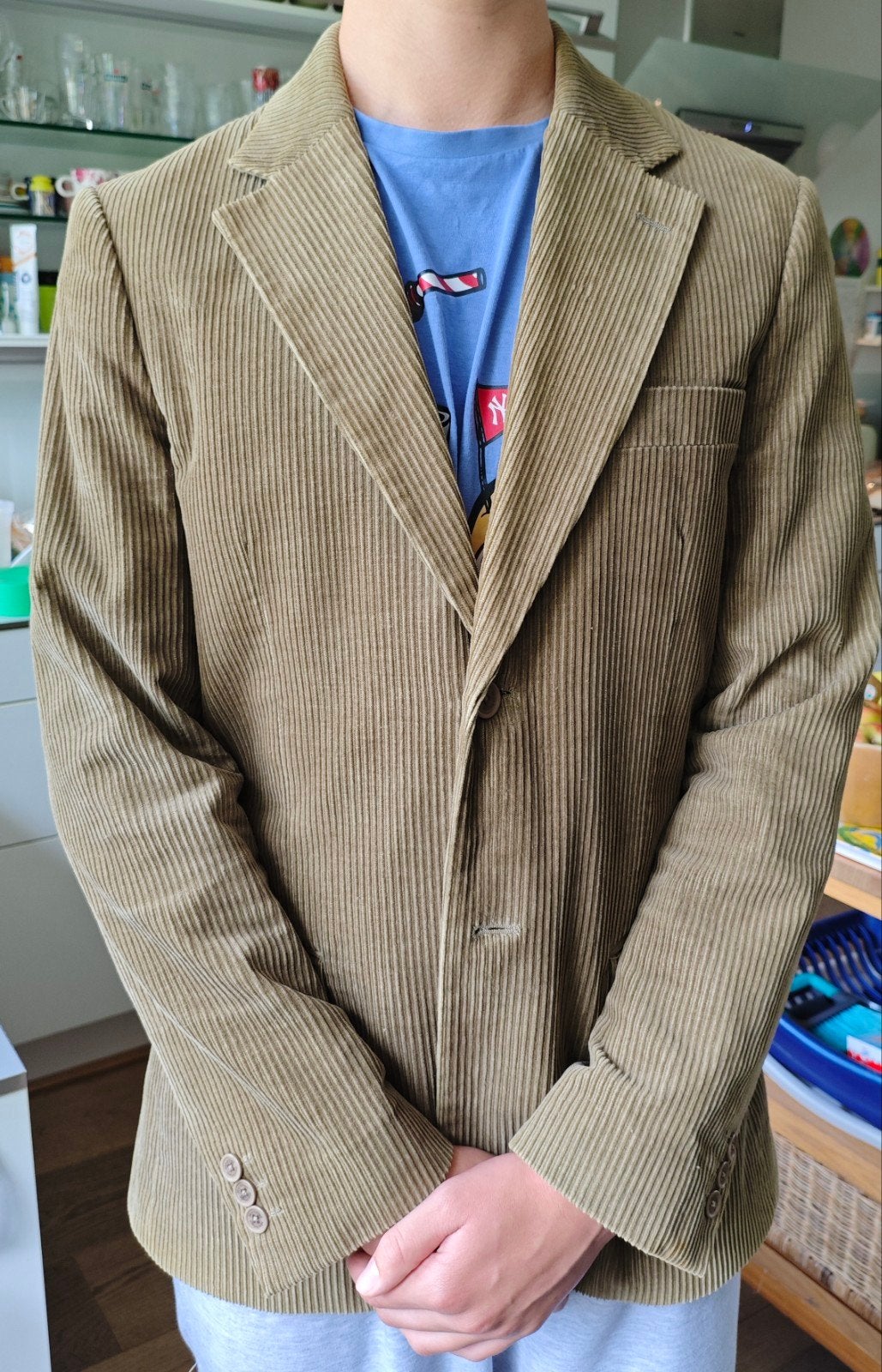 Matínique ribfluwelen colbert - Maat 50 (M), Maat 48/50 (M), Beige, Ophalen of Verzenden, Zo goed als nieuw
