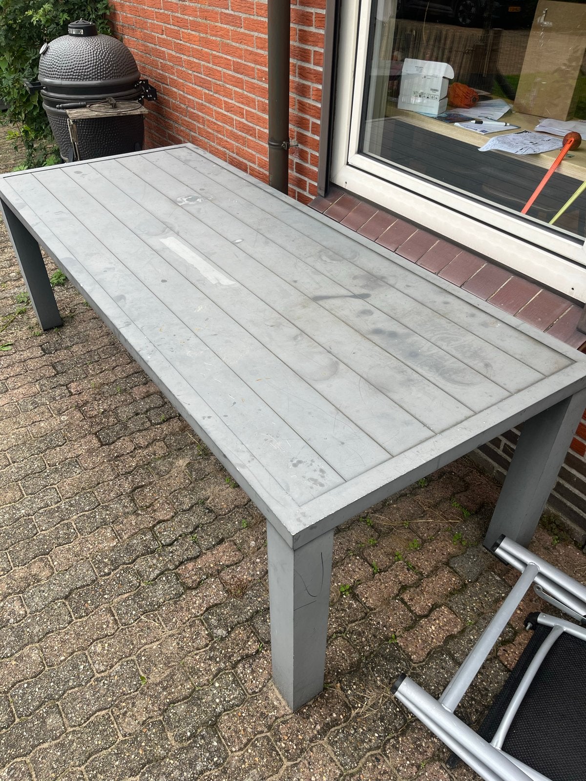 Grote rechthoekige tuintafel van aluminium, Ophalen, Gebruikt, Rechthoekig, Aluminium