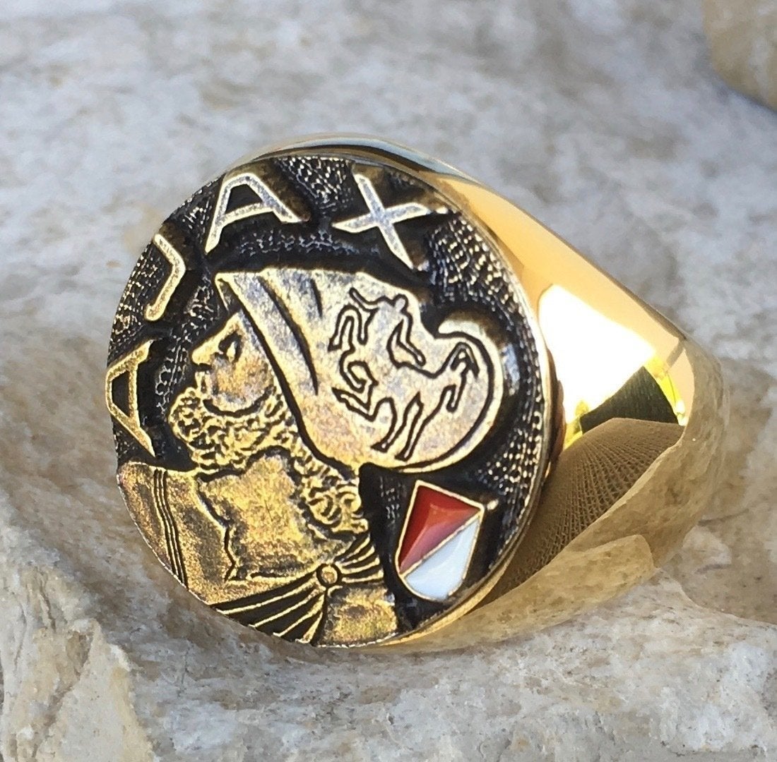 Ring AJS Massive Ring Greek Hero Trojan War Ajax, Sieraden, Tassen en Uiterlijk, Nieuw, Ophalen of Verzenden, Dame of Heer, Goud