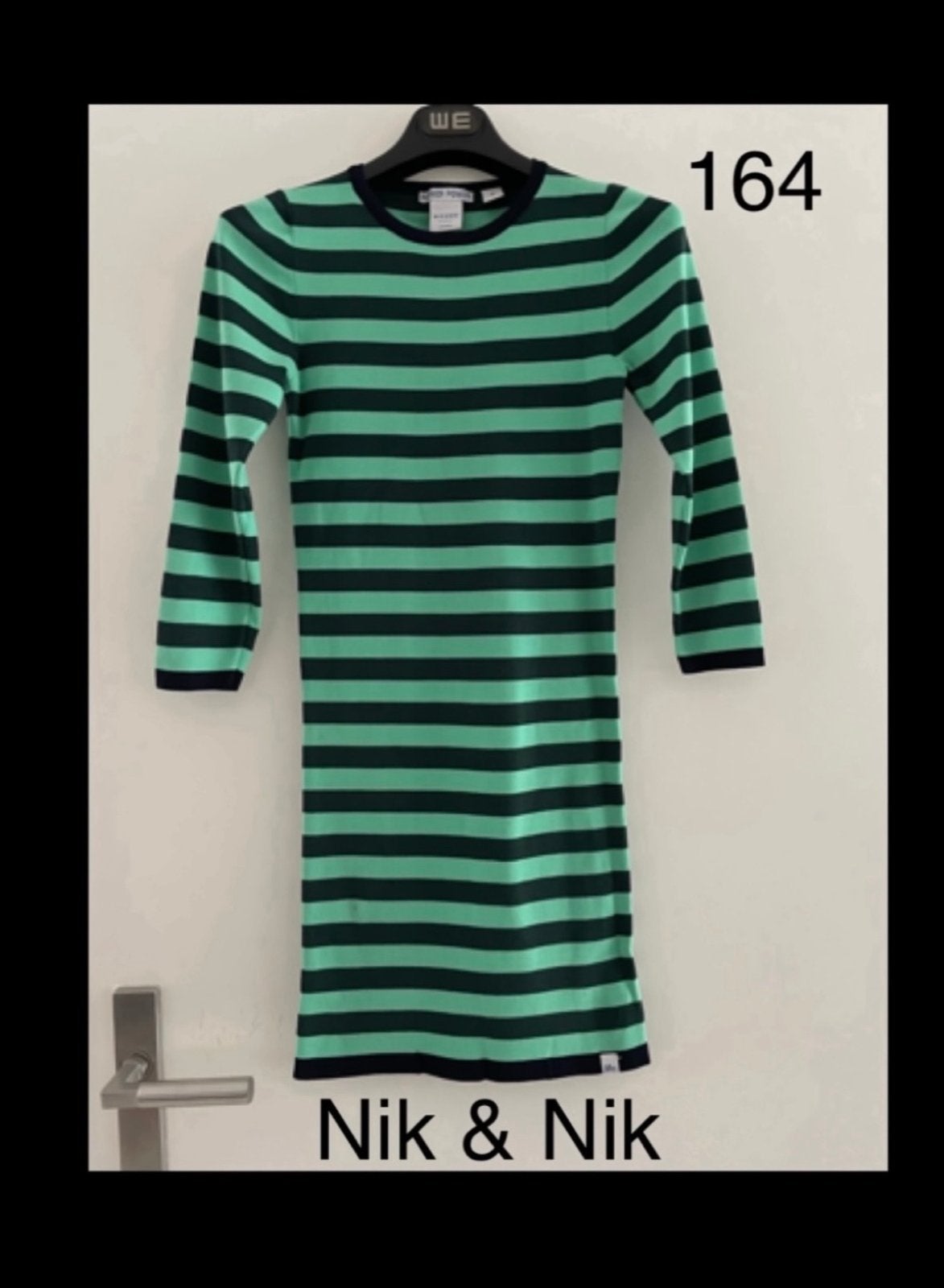 NIK & NIK Jurk - Maat 164 - Groen/Blauw Gestreept, Ophalen of Verzenden, Gebruikt, Meisje, Jurk of Rok