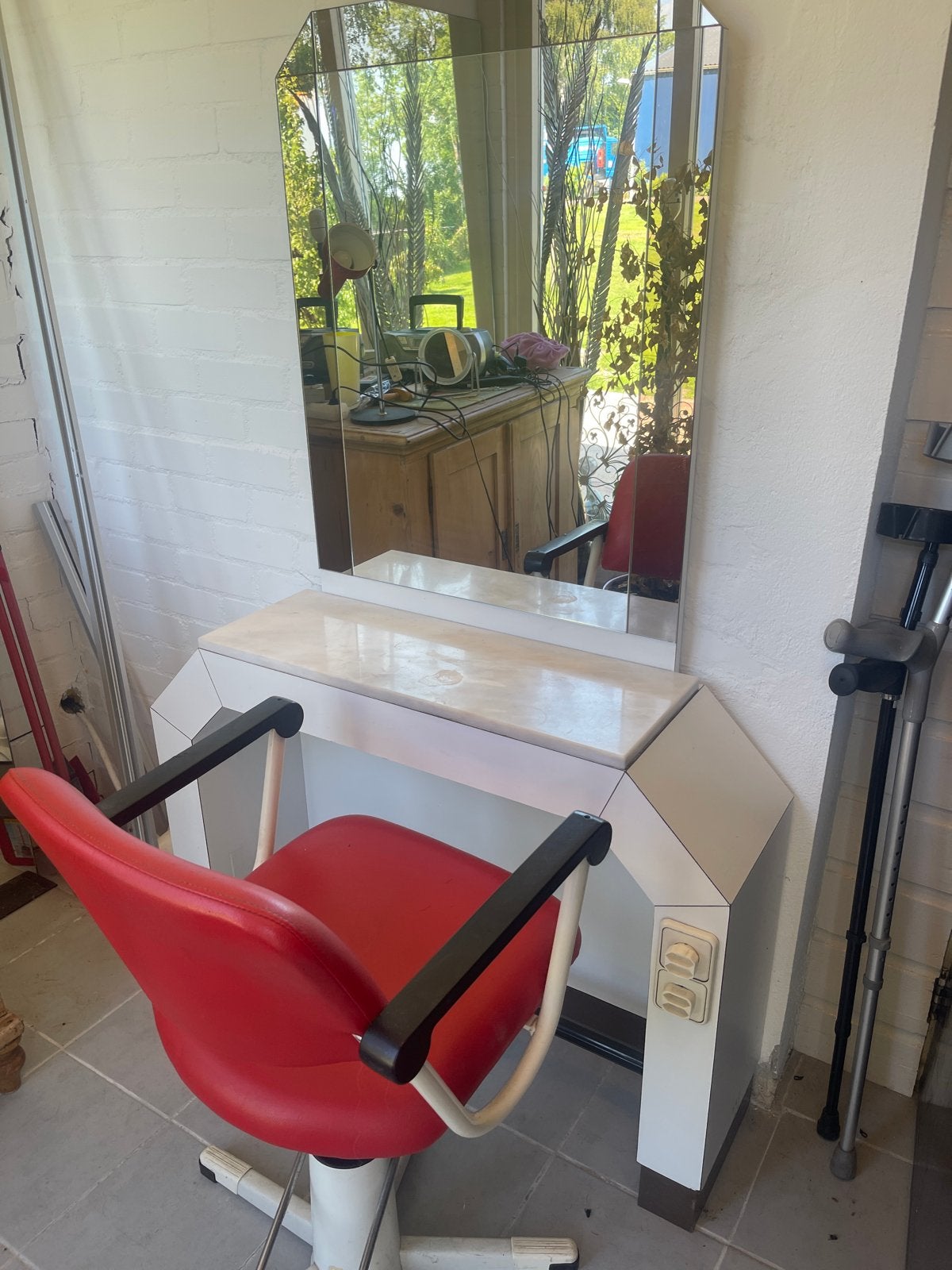 Kaptafel met stoel en spiegel - Vintage look, Huis en Inrichting, Tafels | Kaptafels, Ophalen, Gebruikt, Overige materialen