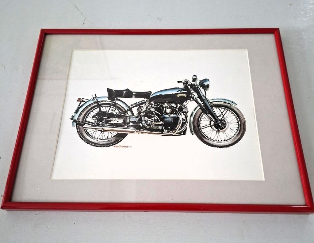 ingelijste prent vintage motor Vincent black shadow, Ophalen of Verzenden, Zo goed als nieuw, Merk of Model