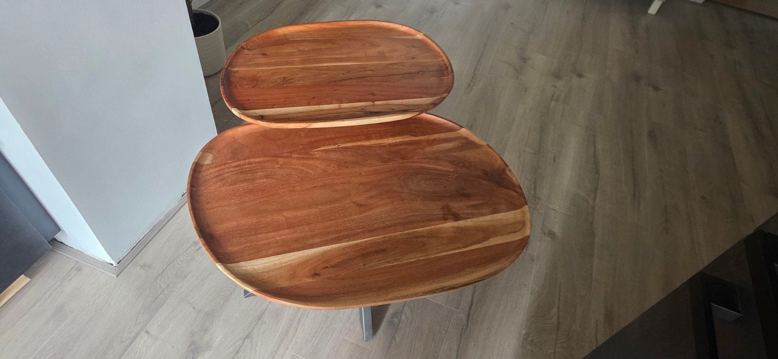 Set van 2 bijzettafels met houten blad, 50 tot 100 cm, 50 tot 100 cm, Zo goed als nieuw, Minder dan 50 cm