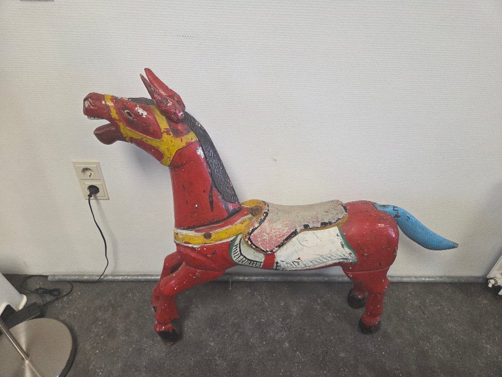Antiek houten caroussel/ draaimolenpaard, Ophalen