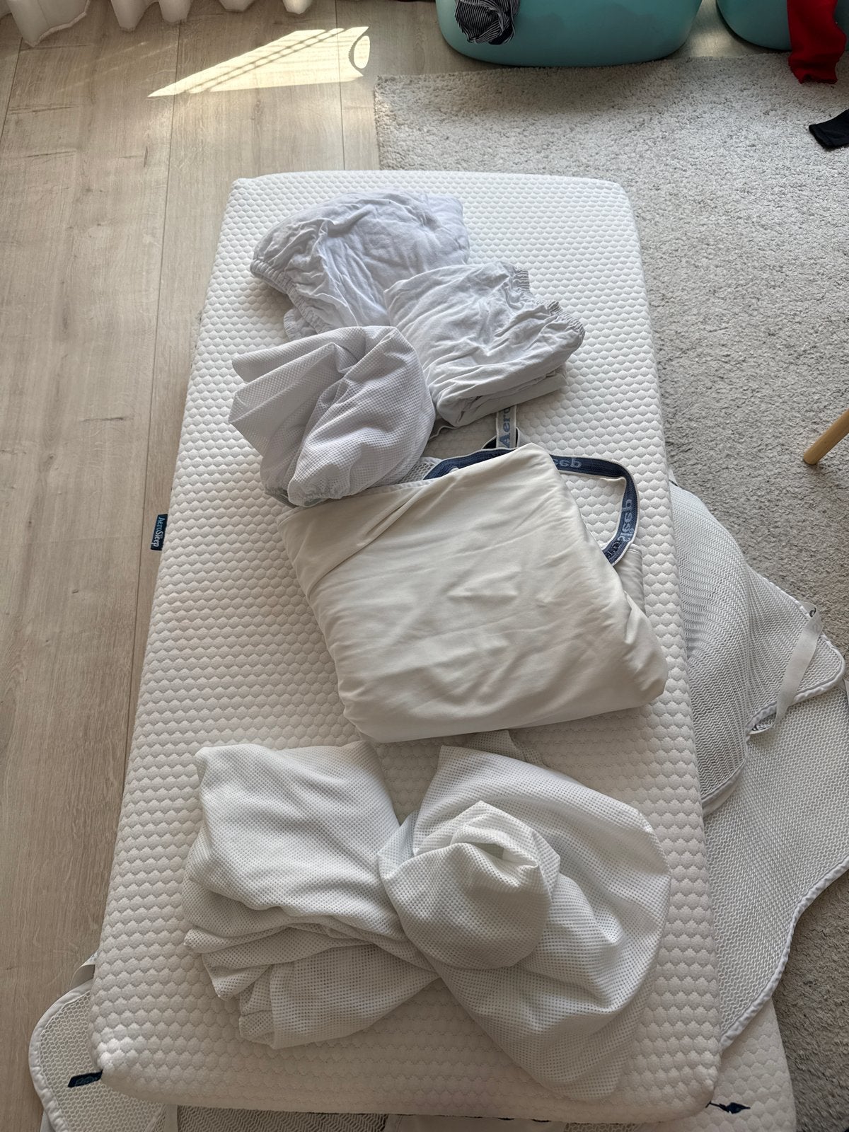 Airosleep matras 120x60 cm met hoezen, Zo goed als nieuw, Matras, Eenpersoons, 70 cm of minder