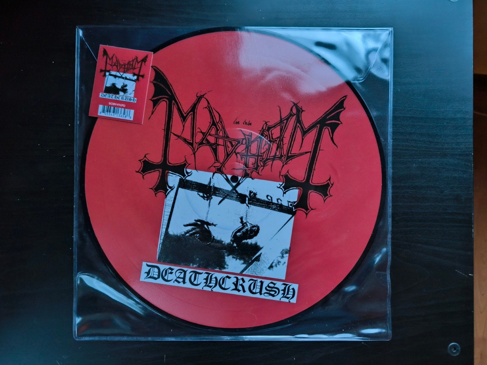 Mayhem - Deathcrush (picture disc), Picture disc, Ophalen of Verzenden, Zo goed als nieuw, 12 inch