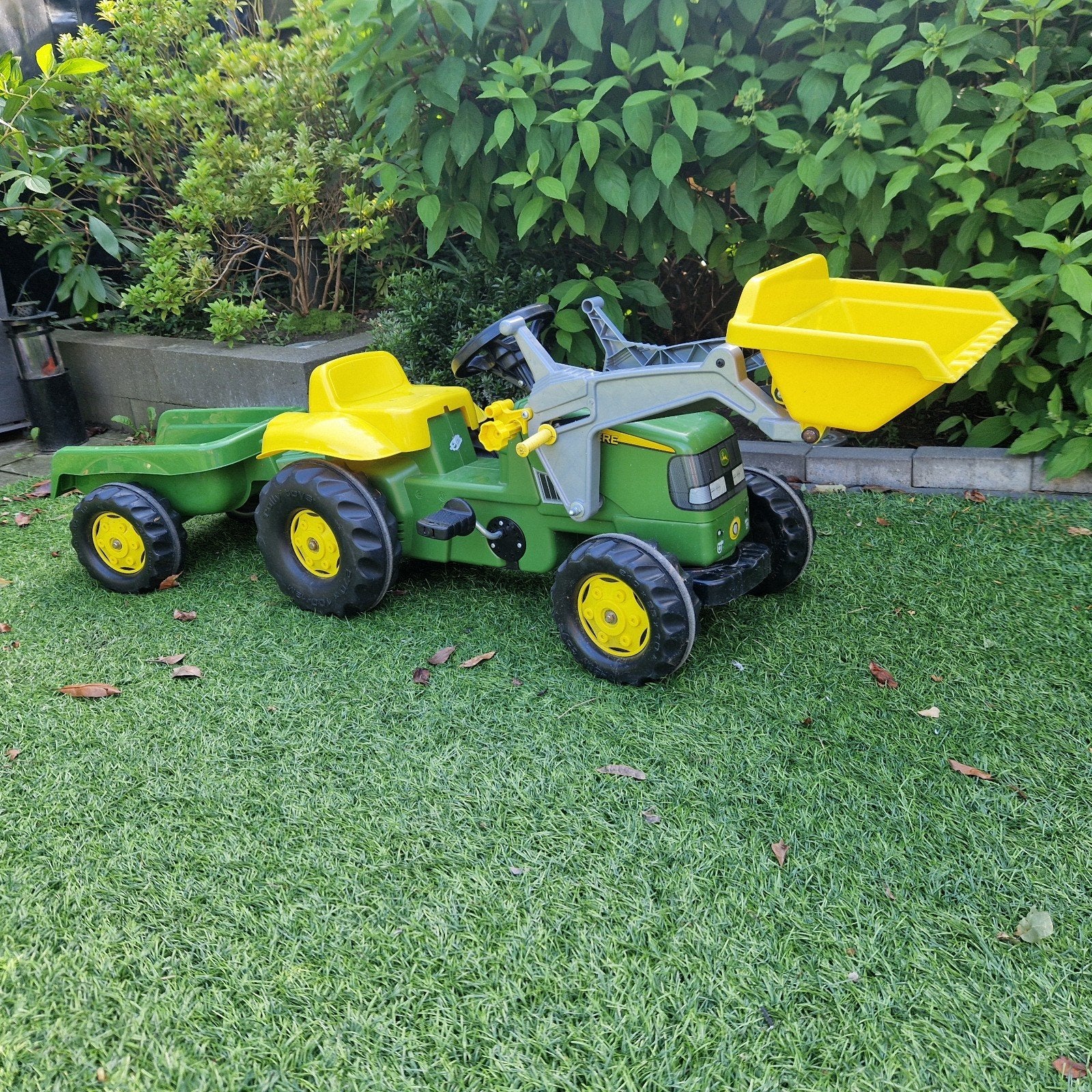 John Deere traptractor met aanhanger en voorlader, Ophalen, Gebruikt, Trapvoertuig