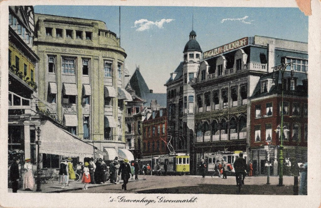 Den Haag Groenmarkt met tram ZR1440, Ophalen, Voor 1920, Gelopen, Zuid-Holland