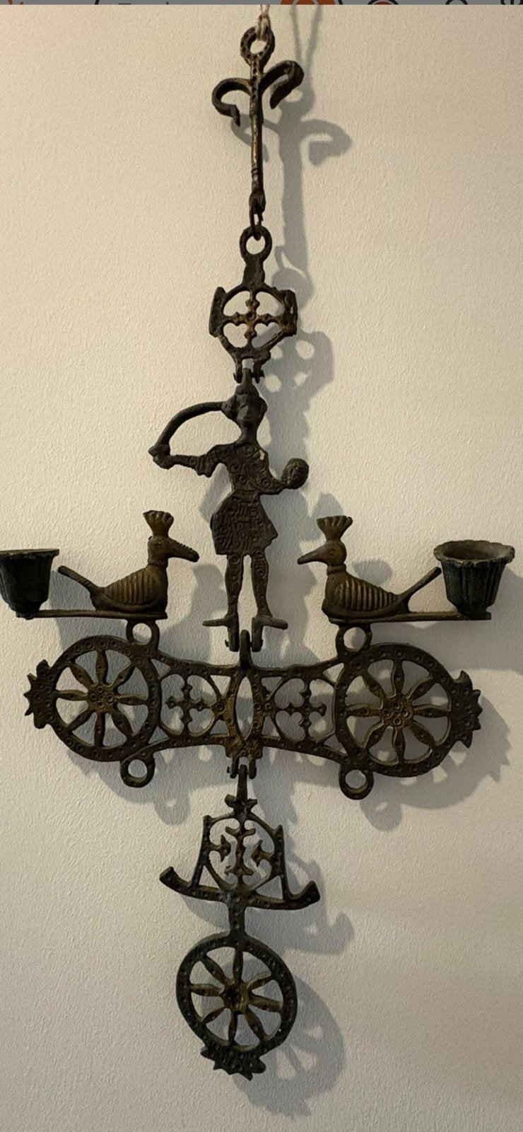 Antiek Byzantijns Kruis / Kandelaar Brons., Antiek en Kunst, Antiek | Religie, Ophalen of Verzenden
