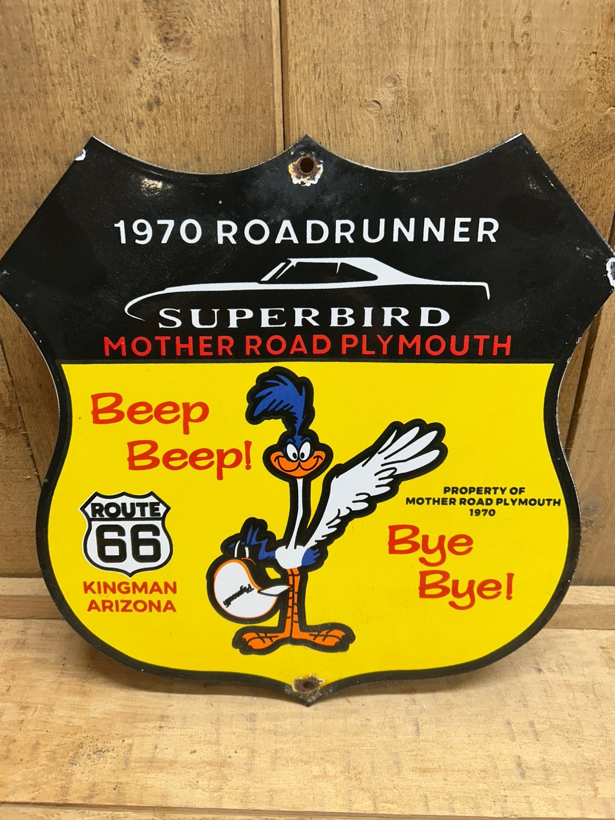 Emaille bord roadrunner superbird, Ophalen of Verzenden, Gebruikt, Reclamebord