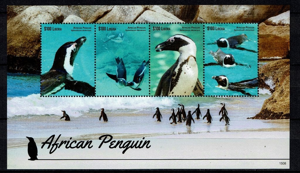 liberia 2015 pf k pinguins penguis vogels birds 1, Ophalen of Verzenden, Postfris, Dier of Natuur