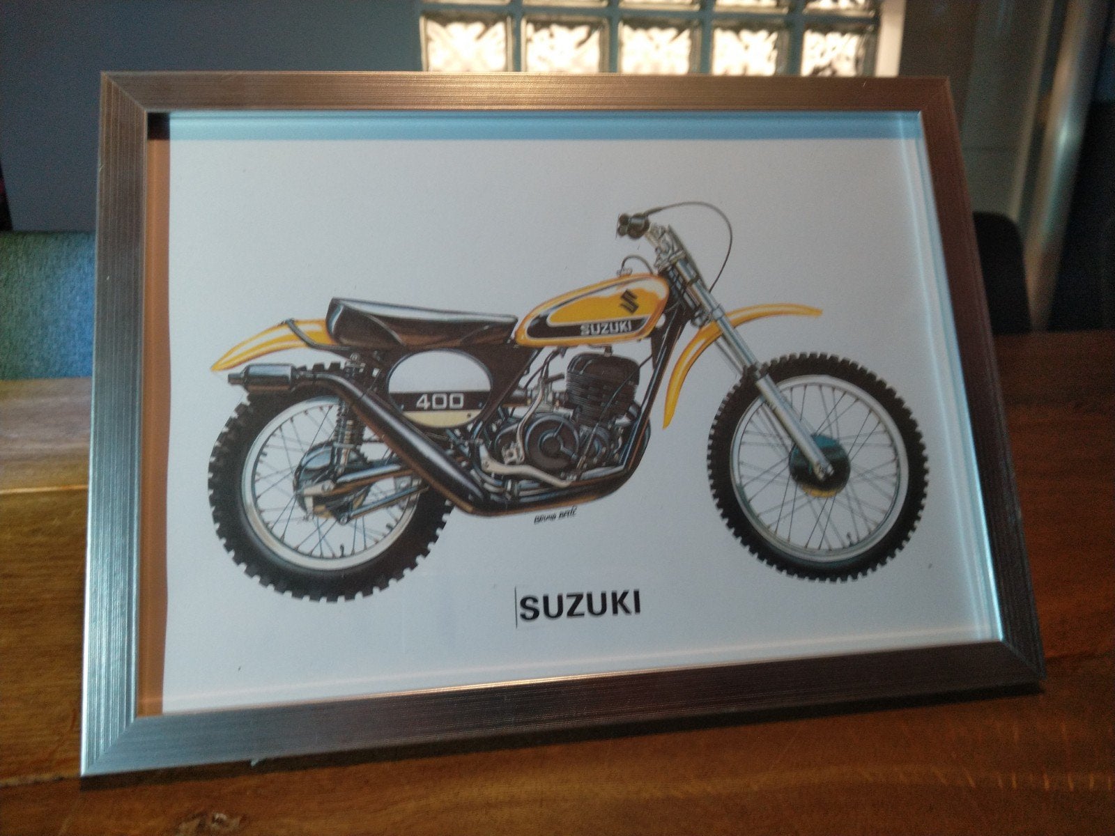 Poster Suzuki 400cc Crosser 1970, Ophalen of Verzenden, Auto's