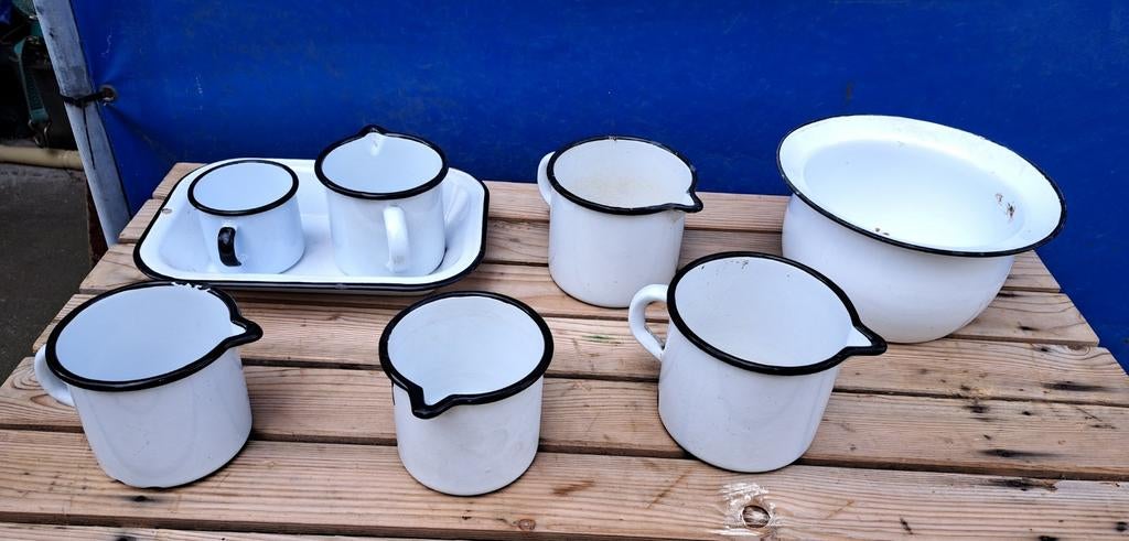 Emaille potten melkpotjes decoratie, Verzenden