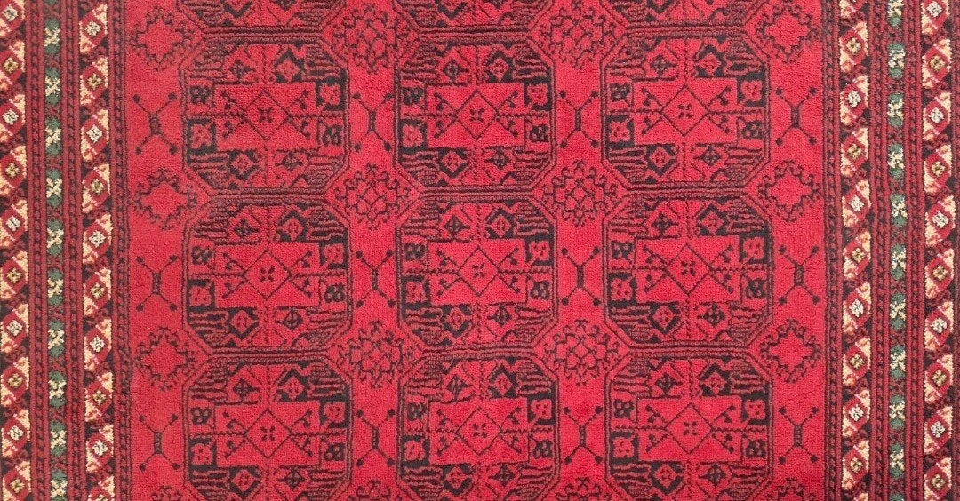 Vintage oosters Bouchara vloerkleed nomad rood 160x228cm, Gebruikt, ., 150 tot 200 cm, Ophalen of Verzenden