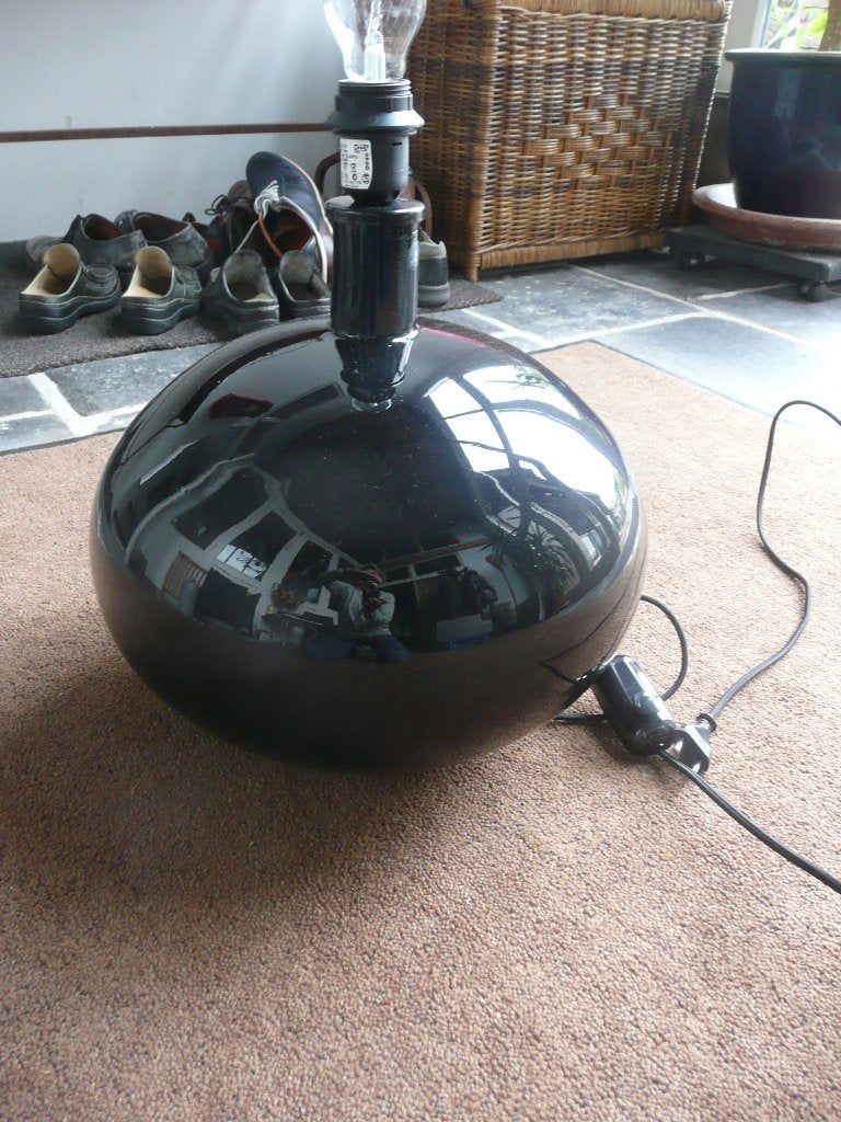 Ikea zwart glazen bol lampenvoet, Ophalen, Gebruikt, Glas, Minder dan 50 cm