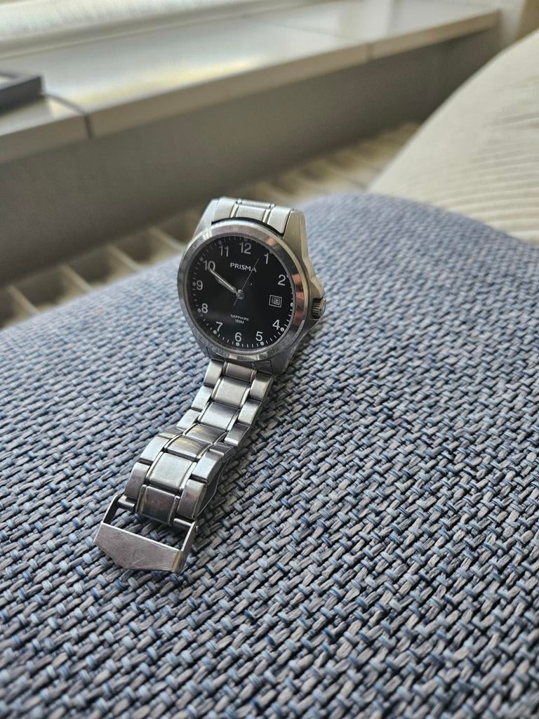 Prisma Horloge RVS met Saffierglas, Overige merken, Staal, Gebruikt, Staal