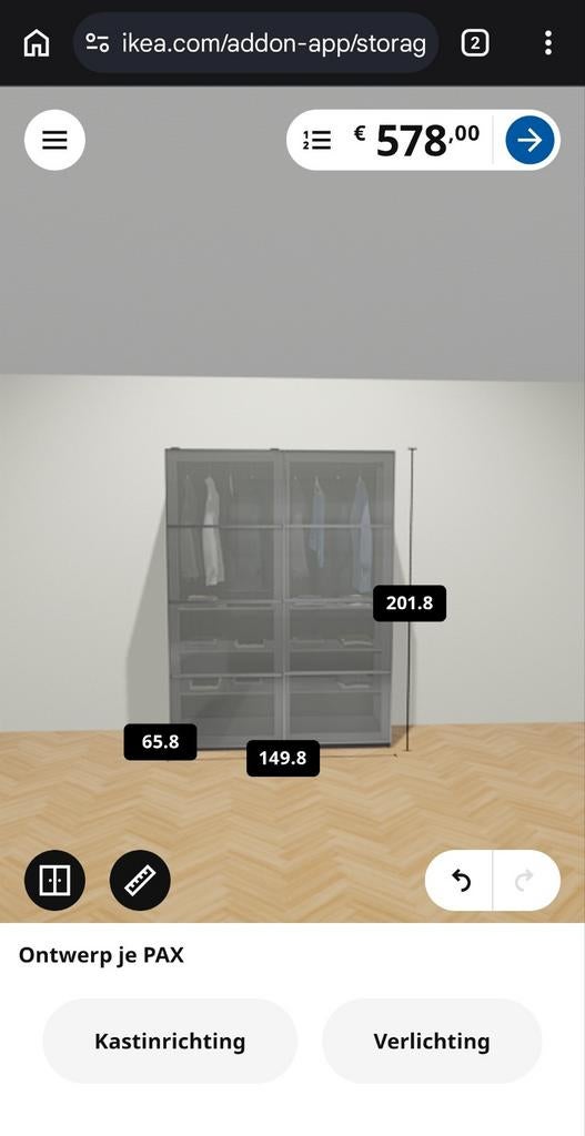 IKEA PAX Kledingkast met schuifdeuren, Huis en Inrichting, Kasten | Kledingkasten, Ophalen, Met deur(en), 100 tot 150 cm, 200 cm of meer